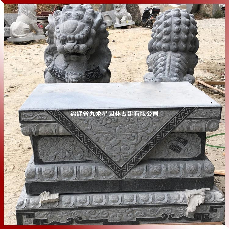 祠堂門口石獅子圖片